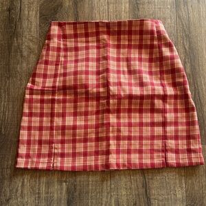 Plaid Brandy Melville Red and Tan Women's Skirt